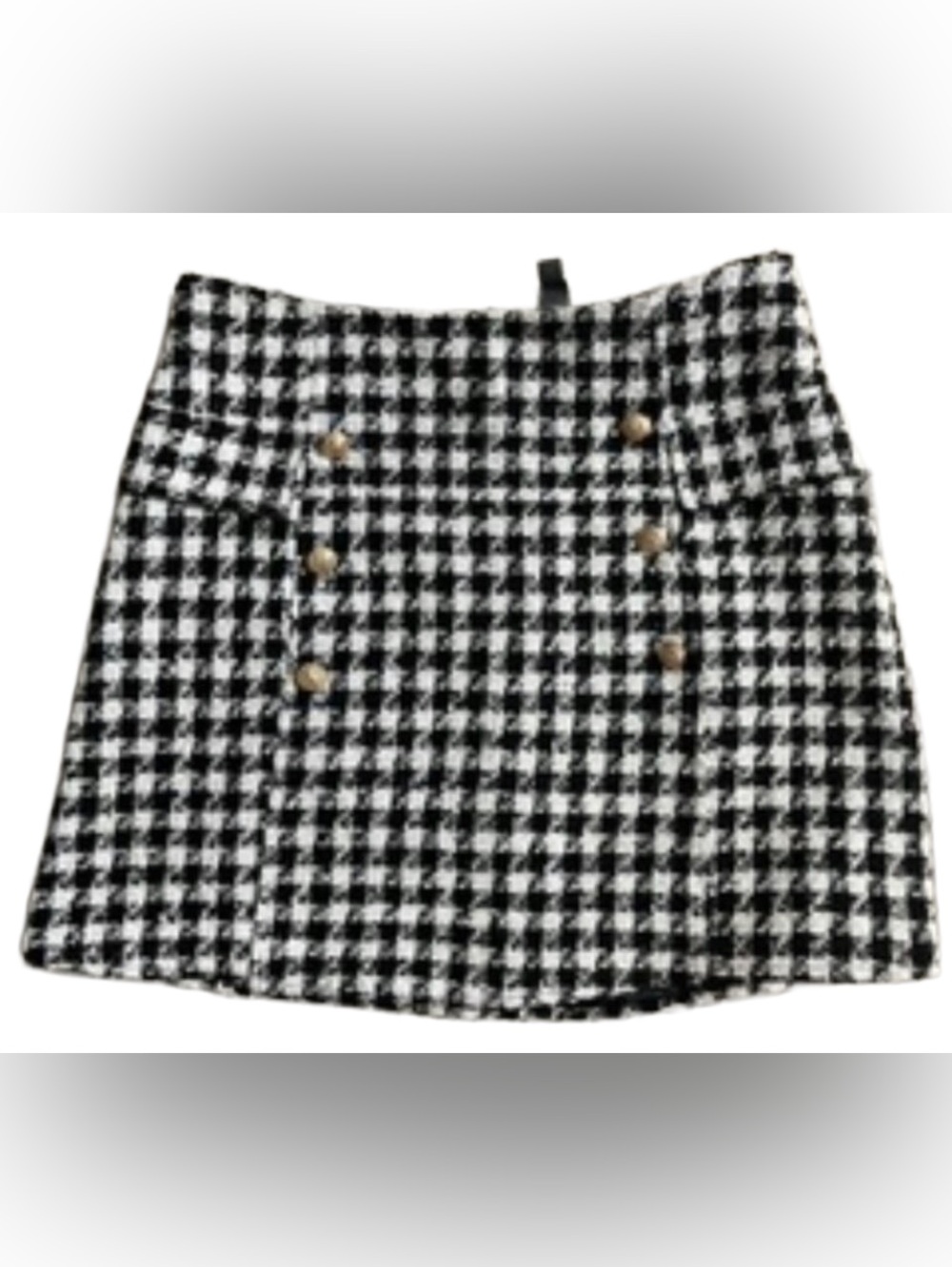 Alya Black White Plaid Mini Skirt